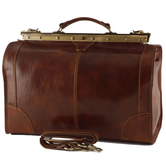 Hand Crafted Other - Genuine Leather Italian Handmade Tuscany Duffle/Luggage/Travel Bag in Brown